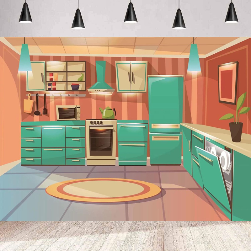 Kitchen Baking Cupboard - Fundo Fotográfico de Desenho Animado: Cozinha,
