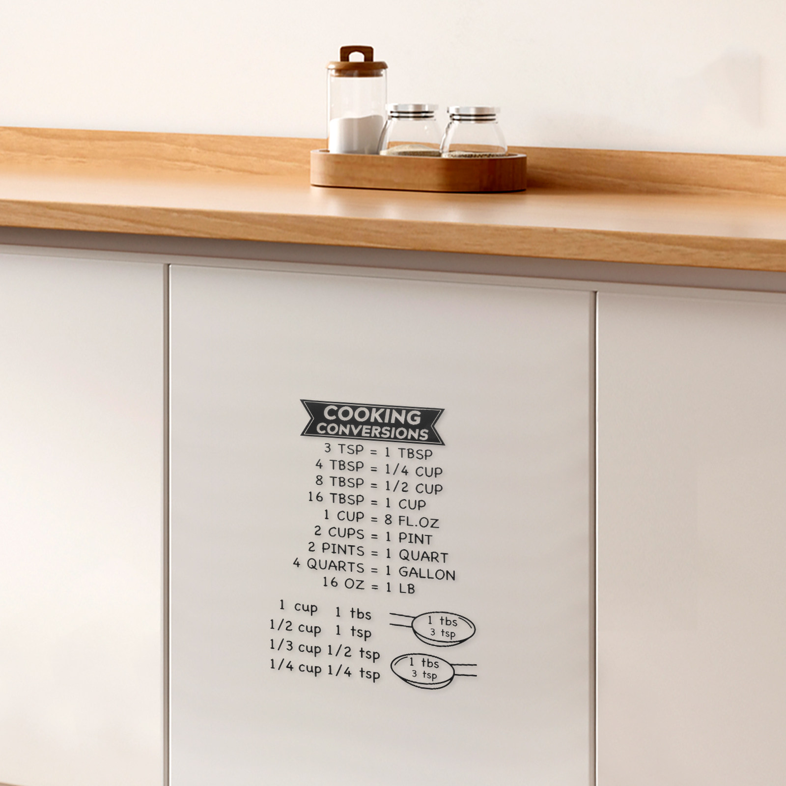 Kitchen Baking Conversion Chart - 2 Adesivos de Tabela de Conversão