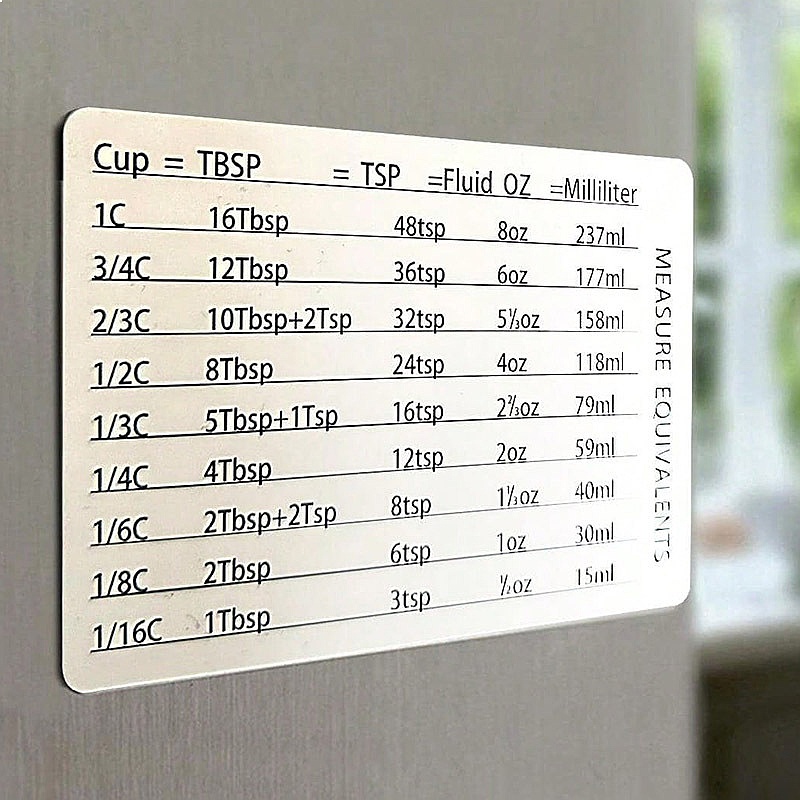Kitchen Baking Conversion Chart - Gráfico de Conversão Magnético para Cozinha