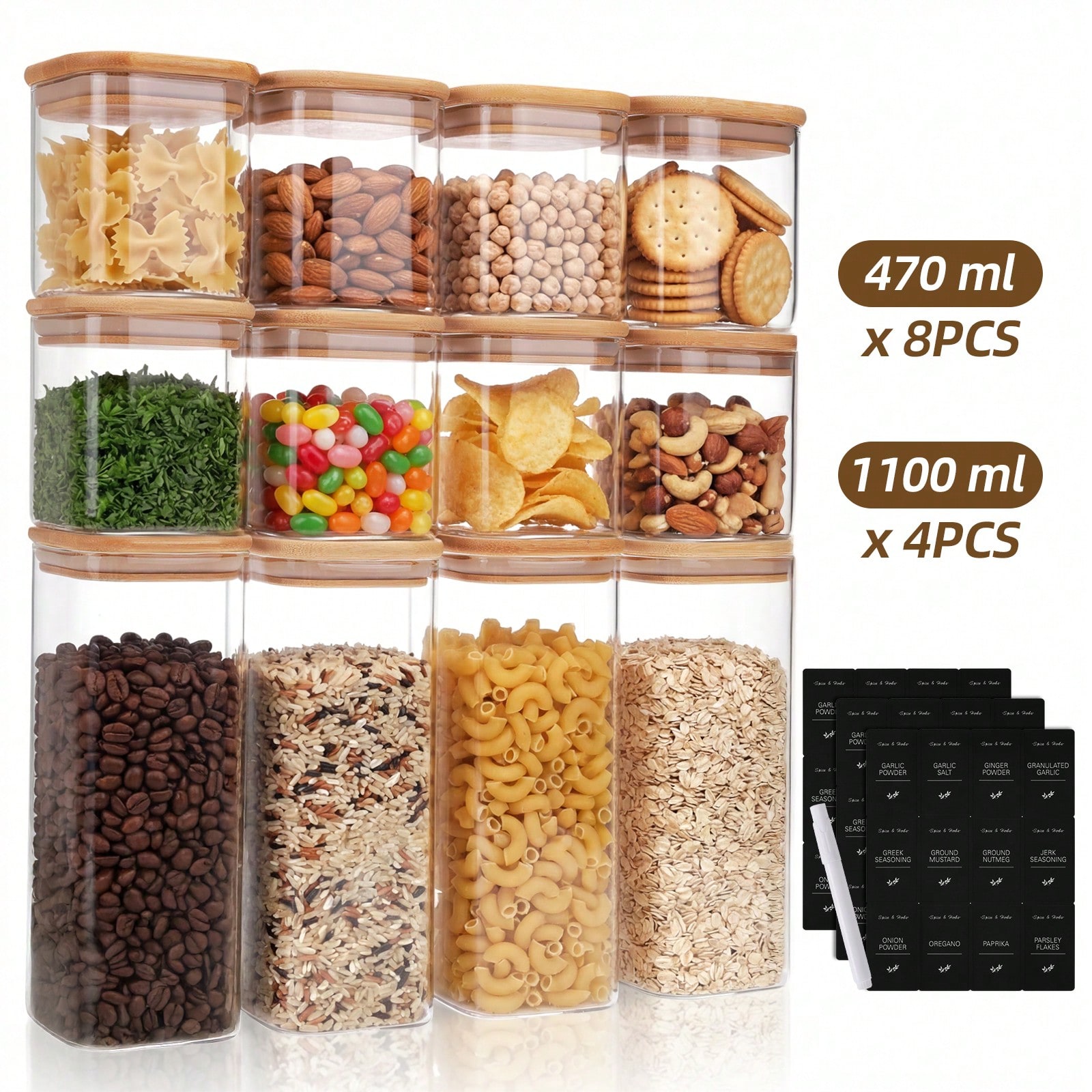 Kitchen Baking Pantry - Tomnk 12 recipientes de vidro para