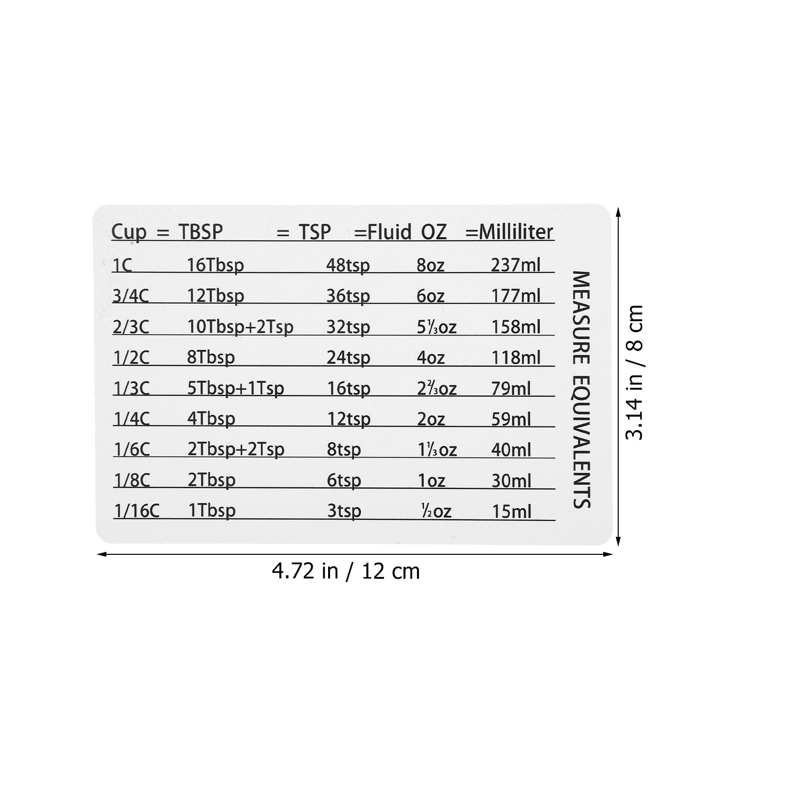 Tabela de Conversão de Medidas - Kitchen Baking Conversion Chart avaliação e preço