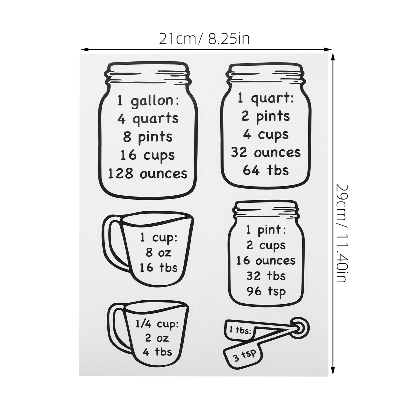 2 Adesivos de Tabela de Conver - Kitchen Baking Conversion Chart avaliação e preço