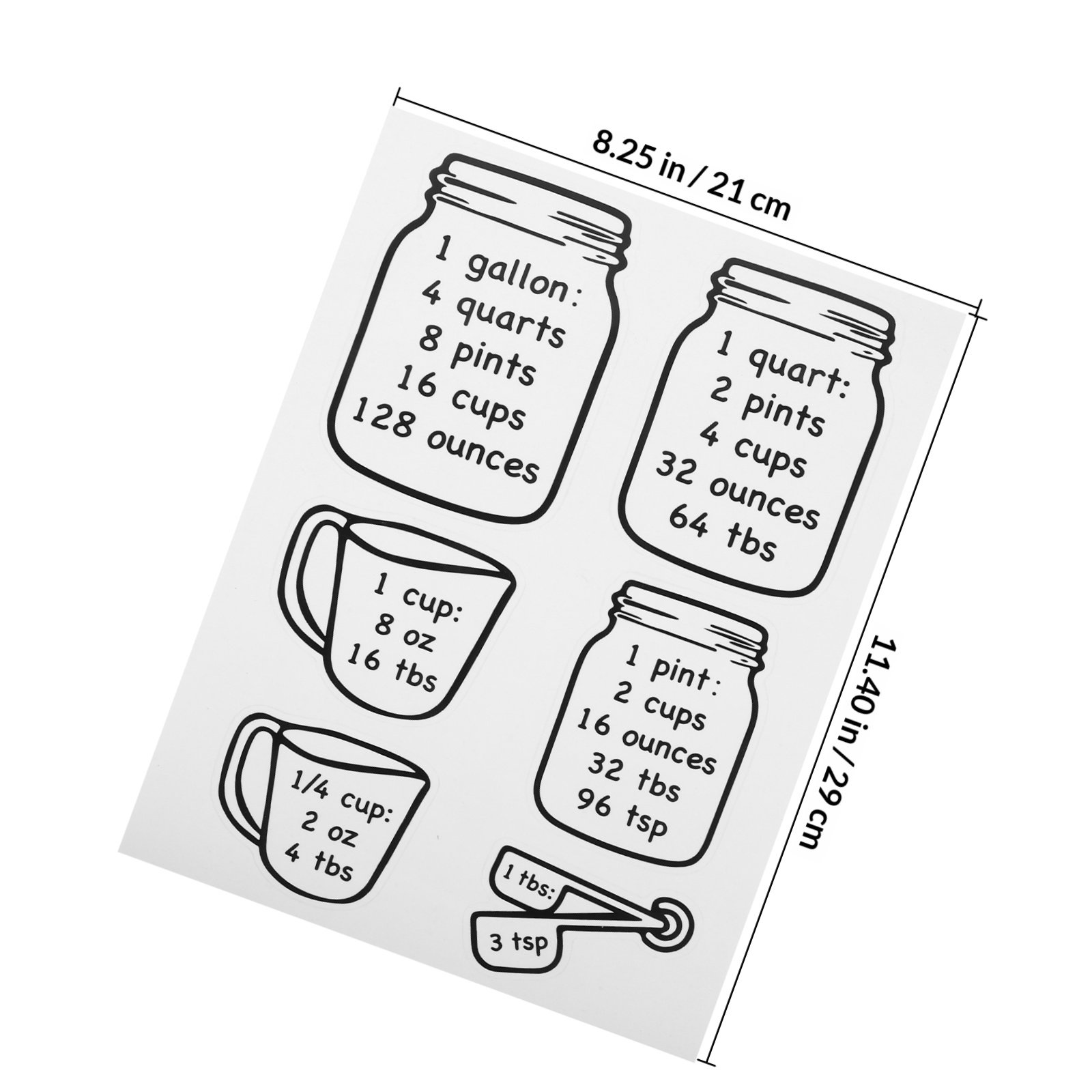 2 Peças de Tabela de Conversão - Kitchen Baking Conversion Chart avaliação e preço